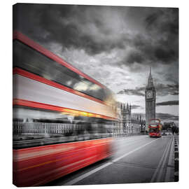 Leinwandbild Abendliche Dynamik auf der Westminster Bridge