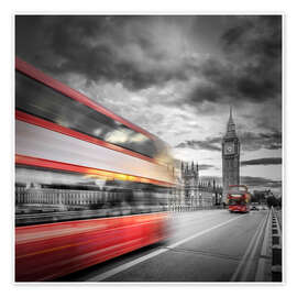 Poster Abendliche Dynamik auf der Westminster Bridge