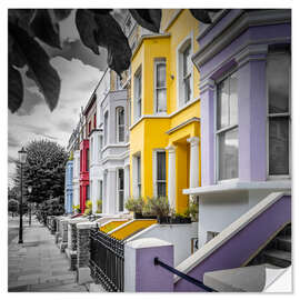 Wandsticker Bunte Hausfassaden in Notting Hill, London