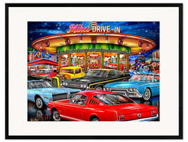 Gerahmter Kunstdruck Retro Drive In