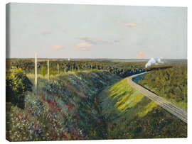 Leinwandbild Eisenbahn-Strecke mit Dampfzug - Isaak Iljitsch Lewitan