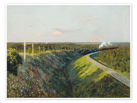 Wandbild Eisenbahn-Strecke mit Dampfzug - Isaak Iljitsch Lewitan