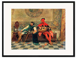 Gerahmter Kunstdruck Betrunkener Soldat und Harlekin - Casimiro Tomba