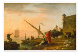 Wandbild Orientalischer Seehafen bei Sonnenaufgang, 1755 - Claude Joseph Vernet