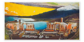 Wandbild Die Ruine des griechischen Theaters in Taormina - Tivador Csontvary Kosztka