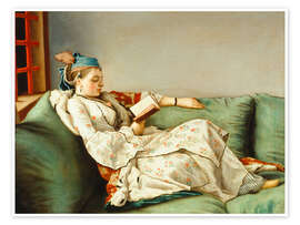 Wandbild Bildnis der Maria Adelaide, lesend - Jean Etienne Liotard