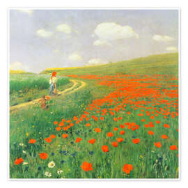 Wandbild Sommerlandschaft mit blühendem Mohn - Pál Szinyei-Merse