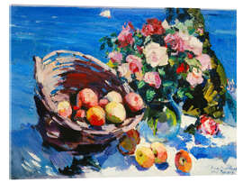 Acrylglasbild Früchtekorb und Blumenstrauss, 1916 - Konstantin Alexejewitsch Korovin
