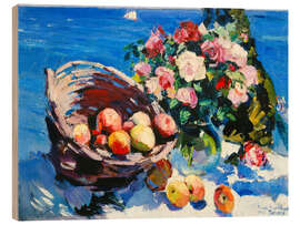 Holzbild Früchtekorb und Blumenstrauss, 1916 - Konstantin Alexejewitsch Korovin