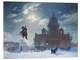 Acrylglasbild St.Petersburg im Winter, das Denkmal Peters des Grossen, 1870 - Vasilij Ivanovic Surikov