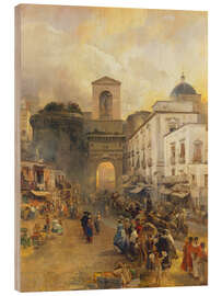 Holzbild Straße in Neapel - Oswald Achenbach, 1875