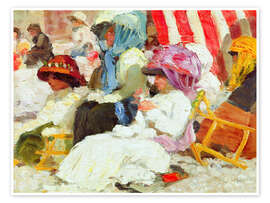 Wandbild Damen am normannischen Strand - Hans Christiansen