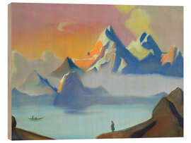 Holzbild See und Berge in Tibet, 1936 - Nicholas Roerich
