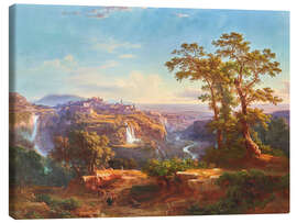 Leinwandbild Blick auf Tivoli und die Wasserfälle - Johann Jakob Frey, 1860