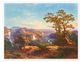 Poster Blick auf Tivoli und die Wasserfälle - Johann Jakob Frey, 1860