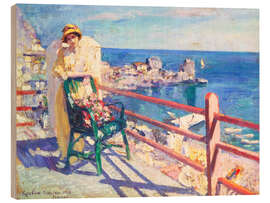Holzbild Frau auf der Terrasse (Gursuph), 1914 - Konstantin Alexejewitsch Korovin