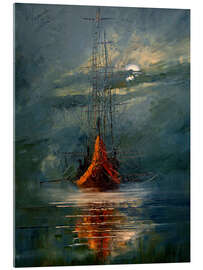 Acrylglasbild Mond und Meer