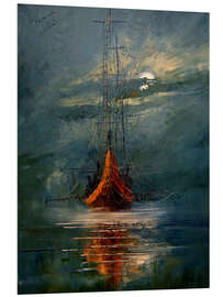 Hartschaumbild Mond und Meer