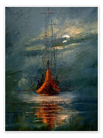 Wandbild Mond und Meer - Justyna Kopania