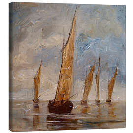 Leinwandbild Pirogen mit gespannten Segeln - Justyna Kopania