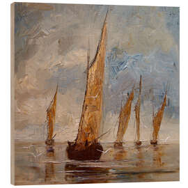 Holzbild Pirogen mit gespannten Segeln - Justyna Kopania