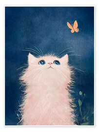 Poster Katze und Schmetterling