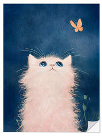 Wandsticker Katze und Schmetterling