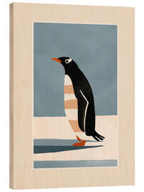 Holzbild Pinguin auf Eis