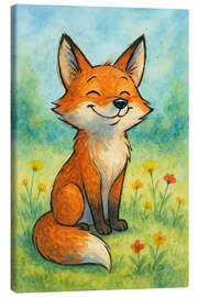 Leinwandbild Glücklicher Fuchs auf der Wiese - Natalie Bruns