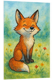 Hartschaumbild Glücklicher Fuchs auf der Wiese - Natalie Bruns