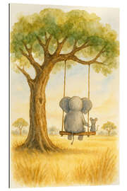 Gallery Print Elefant und Maus auf einer Schaukel