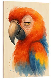 Holzbild Schläfriger Papagei - Natalie Bruns