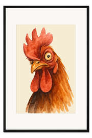 Gerahmter Kunstdruck Lustiges Hahnporträt