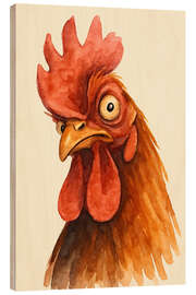 Holzbild Lustiges Hahnporträt