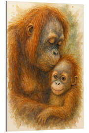 Magnettafel Orang-Utan-Mutter küsst ihr Baby