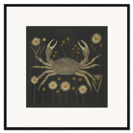 Gerahmter Kunstdruck Krabbe mit Gänseblümchen