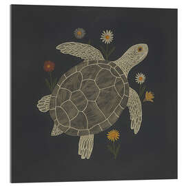 Acrylglasbild Schildkröte mit Blumen - ThingDesign