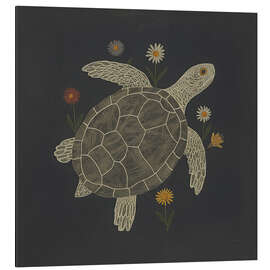 Alubild Schildkröte mit Blumen - ThingDesign