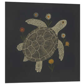 Hartschaumbild Schildkröte mit Blumen - ThingDesign