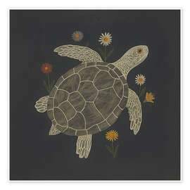 Wandbild Schildkröte mit Blumen - ThingDesign