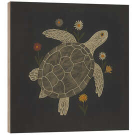 Holzbild Schildkröte mit Blumen - ThingDesign