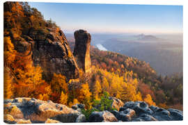 Canvas print Sunset at the Devil's Tower, Saxon Switzerland - Moqui, Daniela Beyer