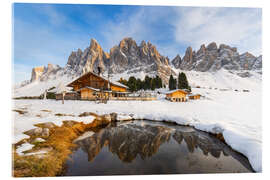 Tableau en verre acrylique Snow on the Geisleralm - Moqui, Daniela Beyer