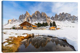 Leinwandbild Schnee auf der Geisleralm - Moqui, Daniela Beyer
