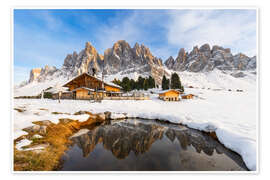 Wandbild Schnee auf der Geisleralm - Moqui, Daniela Beyer