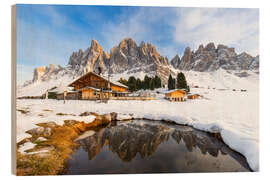 Holzbild Schnee auf der Geisleralm - Moqui, Daniela Beyer