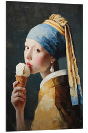 Alubild Mädchen mit Perlenohrring und Eis