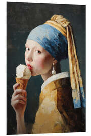 Hartschaumbild Mädchen mit Perlenohrring und Eis