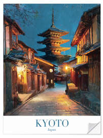 Wandsticker Kyoto, Japan, Retro Reisekunst