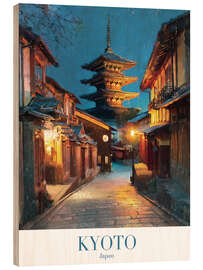 Holzbild Kyoto, Japan, Retro Reisekunst